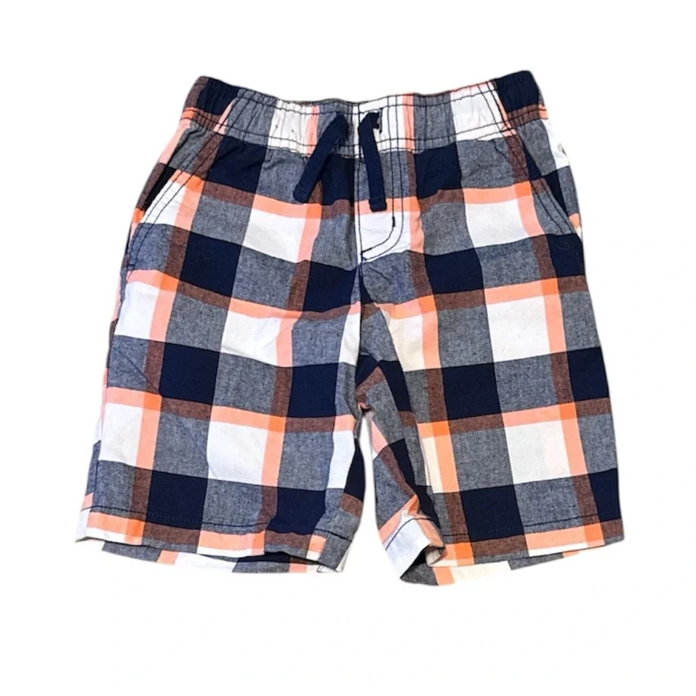 Gymboree Plaid Shorts - Navy, Orange, White